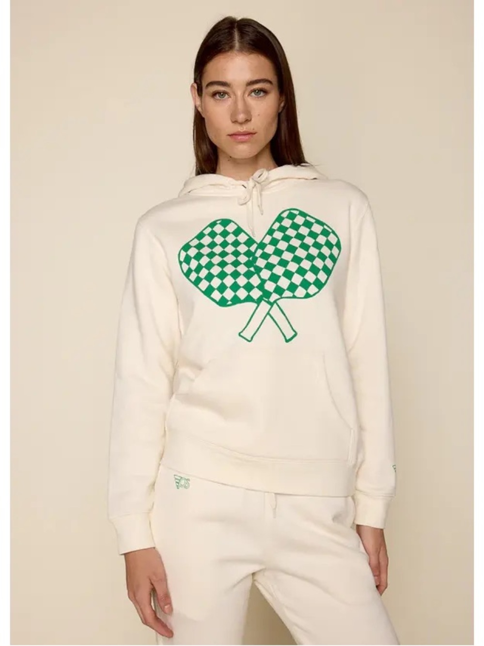 psundays Women's Paddles Up Warm Up Hoody Medium M Sweatshirt Cream Pickleball
